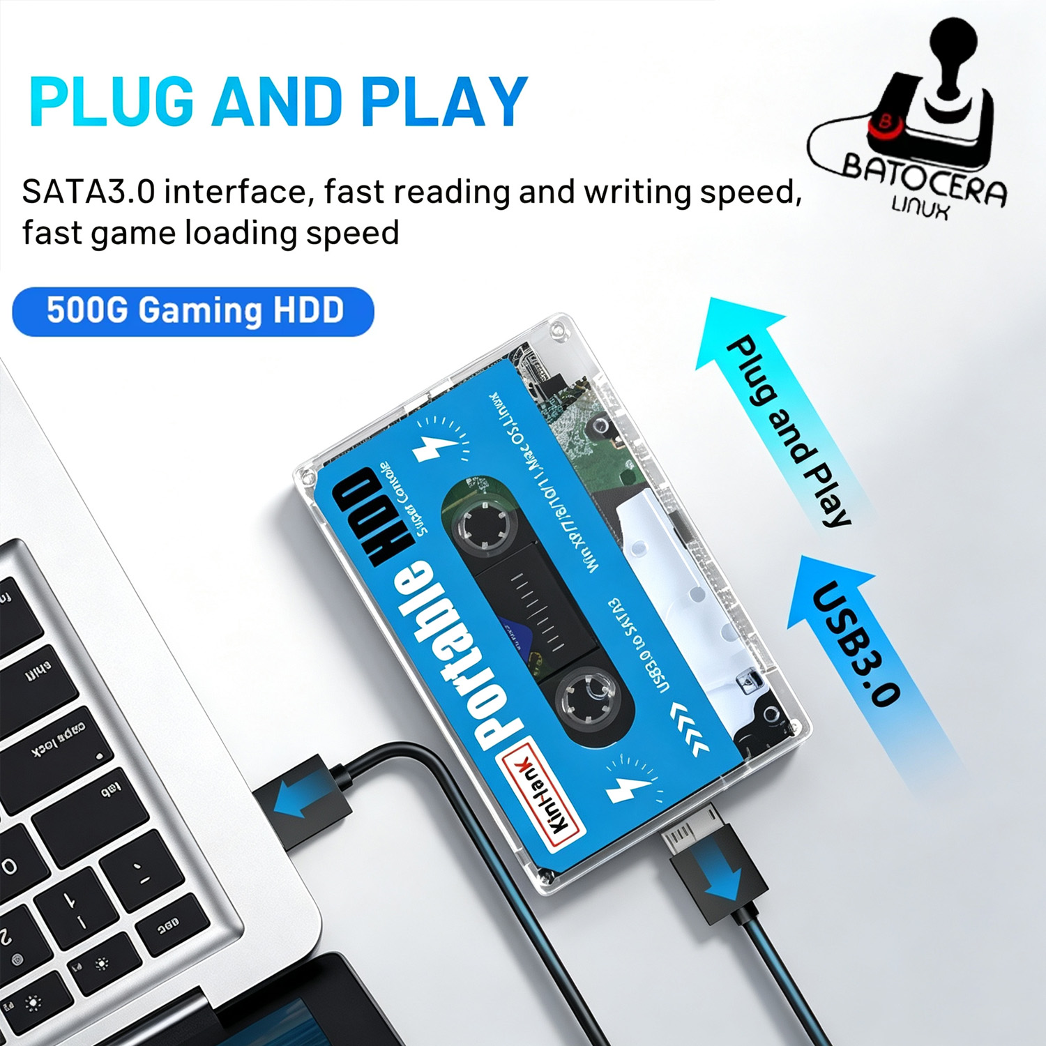 Retro Gaming Emulator Pc - KINHANK 500G Gaming Hard Drive Batocera