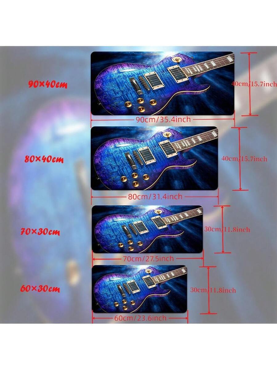 Retro Gaming Laptop - Retro Blue Guitar Design Mouse Pad