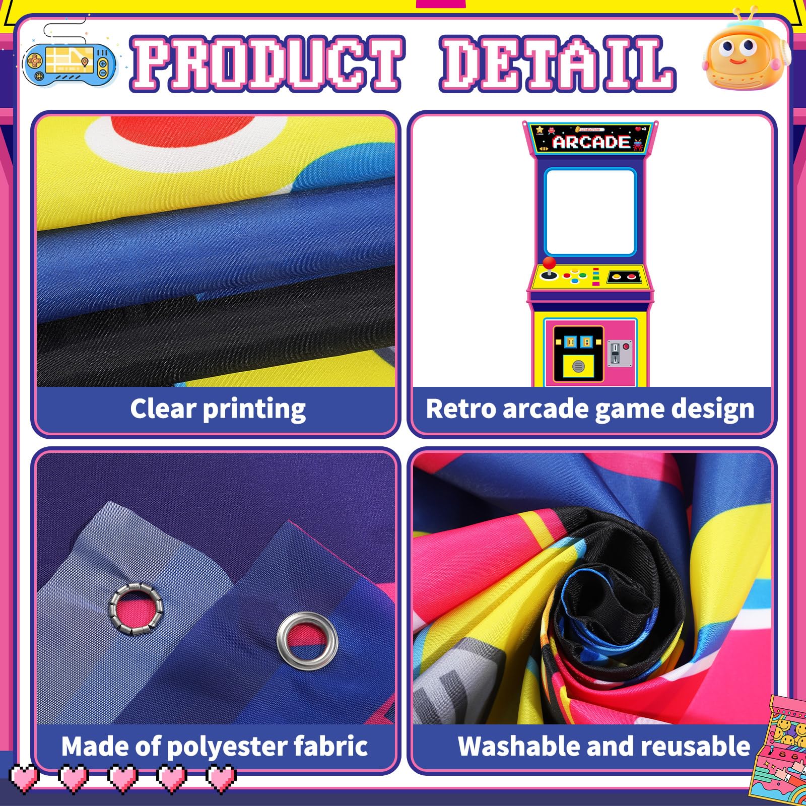 Retro Video Gaming Fabric Arca - Retro Gaming Banner ulasan dan harga