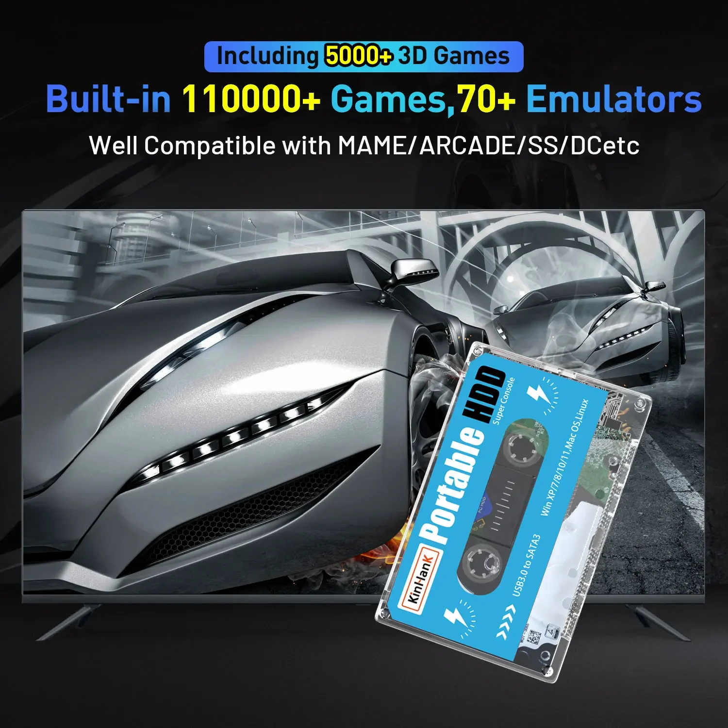 KINHANK 500G Gaming Hard Drive - Retro Gaming Emulator Pc ulasan dan harga