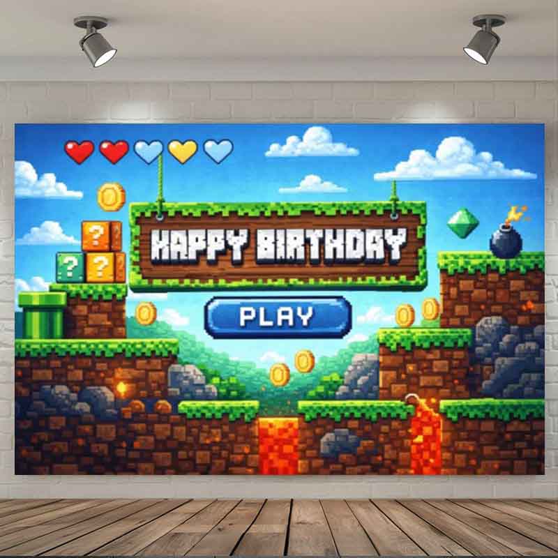 Pixel Video Game Birthday Back - Retro Gaming Banner ulasan dan harga