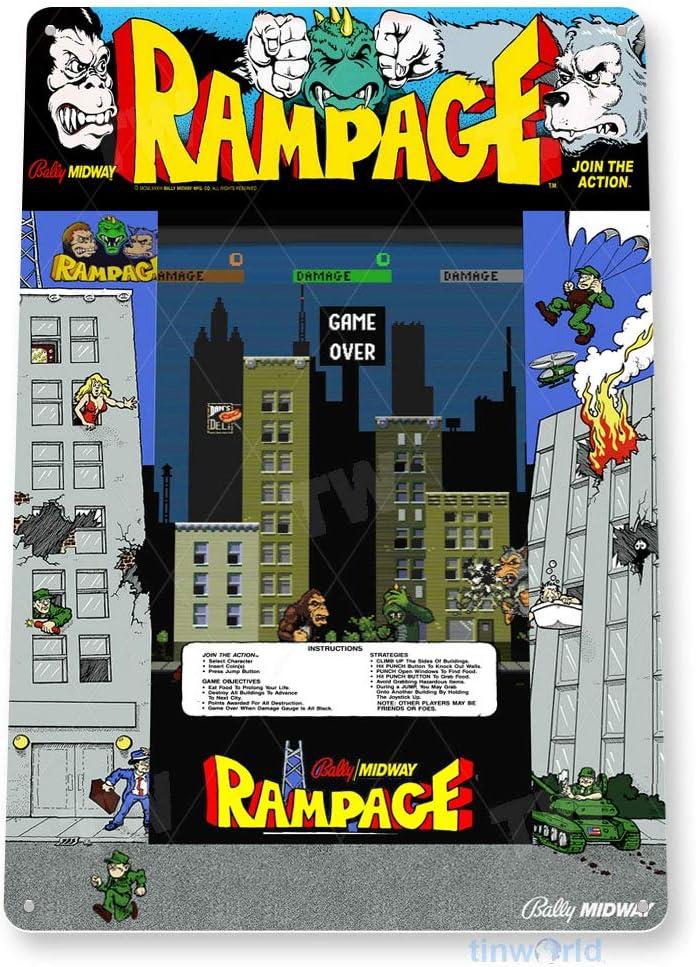 TIN SIGN Rampage Arcade Sign G - Retro Gaming Arcade Console ulasan dan harga